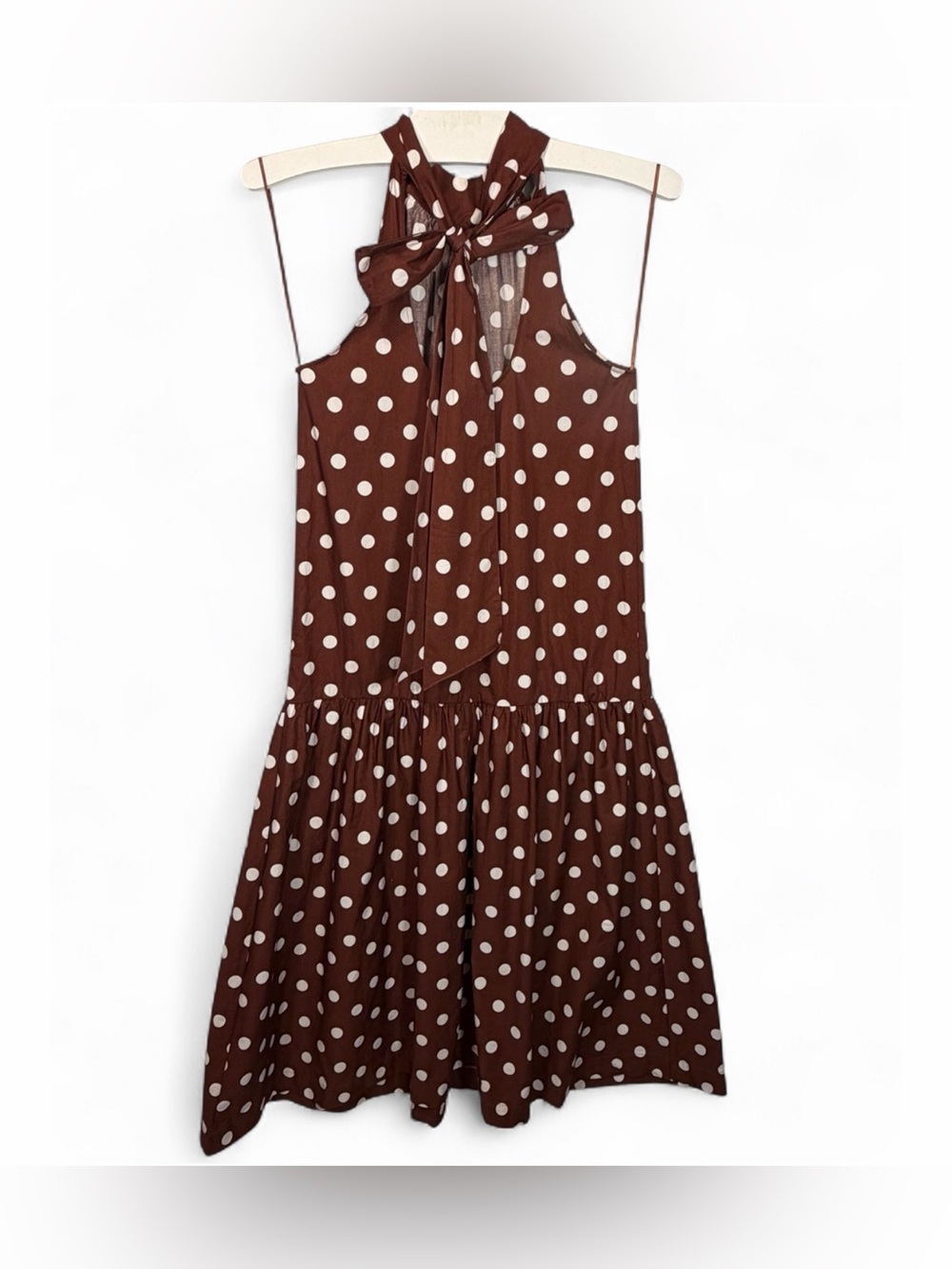ANTHROPOLOGIE MAEVE Women’s Halter Drop Waist Polka Dot Print Midi Dress Size XS - Picture 13 of 13